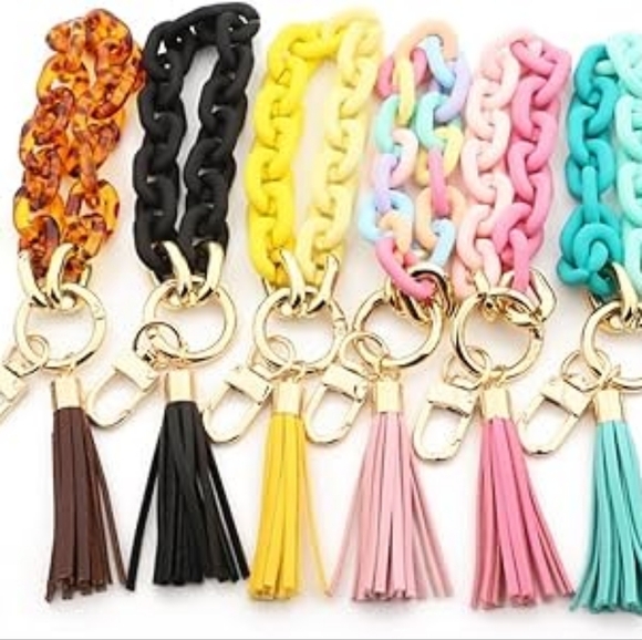 PINK Chunky Chain Fun Wristlet Key Ring Keychain Phone Holder NEW - Picture 9 of 9